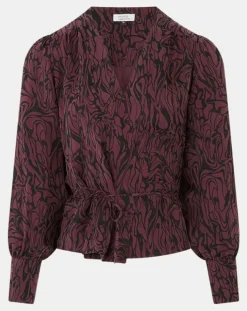 Femme Galeries Lafayette Tops Et Blouses^Top cache-cœur Caprice imprimé fantaisie lie de vin