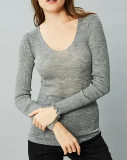 Femme Mare Tops Et Blouses^Top Cécile en Laine & Soie gris