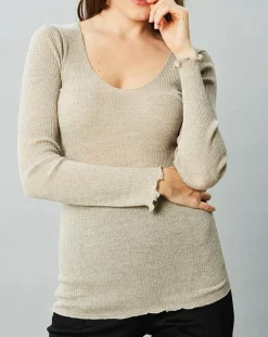 Top Cécile en Laine & Soie caramel-Mare Discount