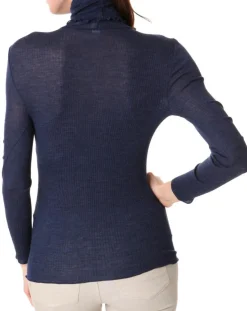 Top col roule laine et soie bleu-Mare Online