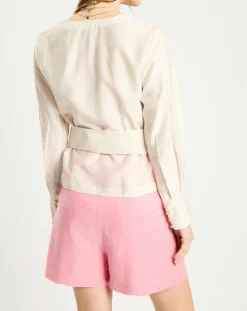 Top en Lin mélangé ceinturé écru-Scotch & Soda Clearance
