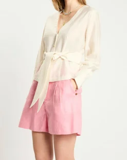 Top en Lin mélangé ceinturé écru-Scotch & Soda Clearance