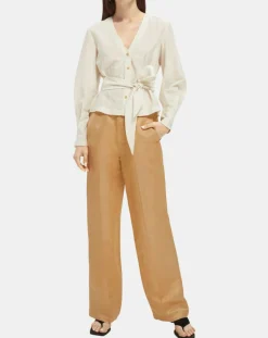 Top en Lin mélangé ceinturé écru-Scotch & Soda Clearance