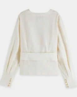 Top en Lin mélangé ceinturé écru-Scotch & Soda Clearance