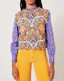 Femme Manoush Tops Et Blouses^Top en maille Fall Torsade imprimé violet/multicolore