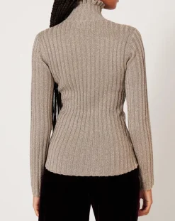 Femme Manoush Tops Et Blouses^Top en maille Funnel Neck Cote Lurex argenté