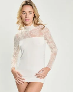 Femme Mare Tops Et Blouses^Top en micromodal dentelle manches longues naturel