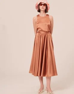 Femme Tara Jarmon Tops Et Blouses^Top en satin fluide cognac
