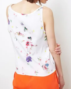 Top en Soie mélangé imprimé floral blanc-Cacharel Best