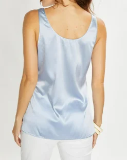 Femme Lauren Vidal Tops Et Blouses^Top en Soie mélangée Essential ciel