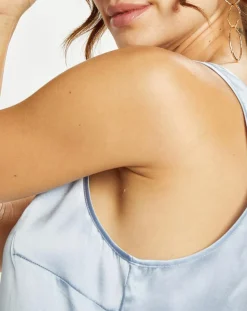 Femme Lauren Vidal Tops Et Blouses^Top en Soie mélangée Essential ciel
