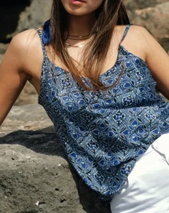 Femme Lauren Vidal Tops Et Blouses^Top en Soie mélangée Naxos bleu