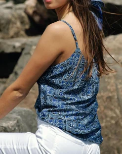 Femme Lauren Vidal Tops Et Blouses^Top en Soie mélangée Naxos bleu