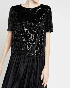 Top en Velours & Sequins Casey noir-Caroll Best