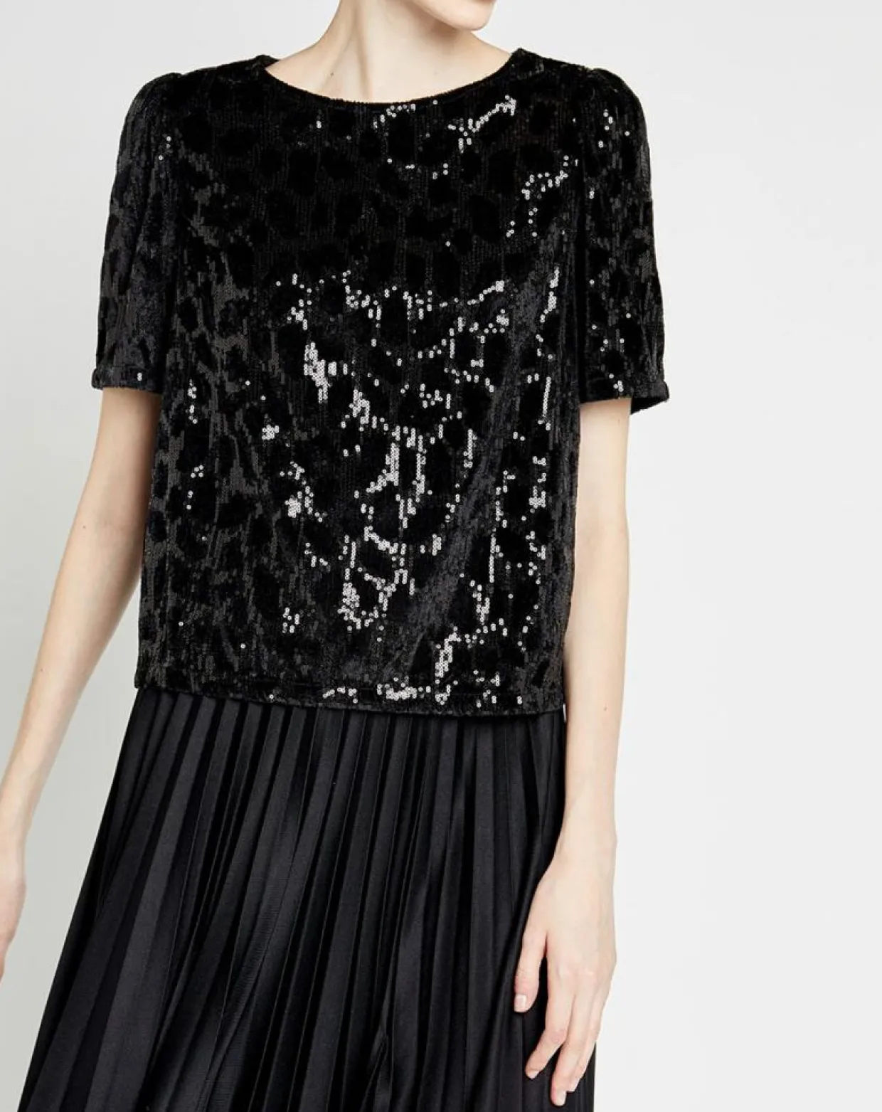 Top en Velours & Sequins Casey noir-Caroll Best