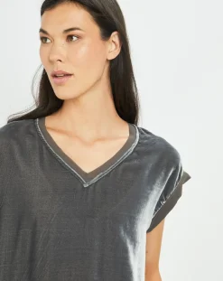 Femme Lauren Vidal Tops Et Blouses^Top en Velours Basal gris