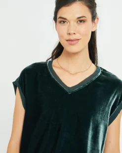 Femme Lauren Vidal Tops Et Blouses^Top en Velours Basal sauge