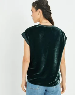 Femme Lauren Vidal Tops Et Blouses^Top en Velours Basal sauge