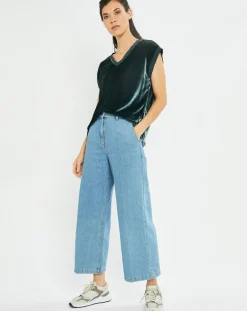 Femme Lauren Vidal Tops Et Blouses^Top en Velours Basal sauge