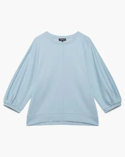 Top fluide unie Lina avec surpiqûres bleu ciel-Caroll Best