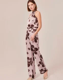 Top imprimé fleuri en satin parme-Tara Jarmon New