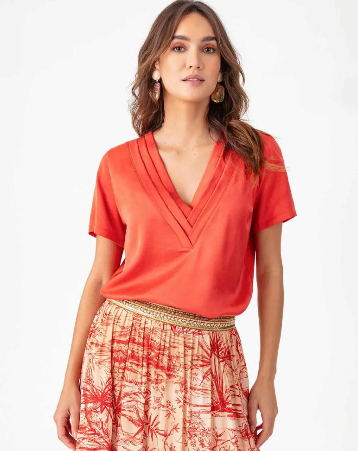 Femme Bleu Blanc Rouge Tops Et Blouses^Top Madeline terre de sienne