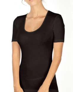 Top manches courtes Laine & Soie tissée noir-Mare Online