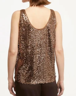 Top Paillettes Tess marron-Galeries Lafayette Clearance