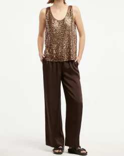 Top Paillettes Tess marron-Galeries Lafayette Clearance