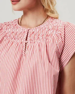 Top Smocks à rayures rouge/blanc-J.Crew Discount