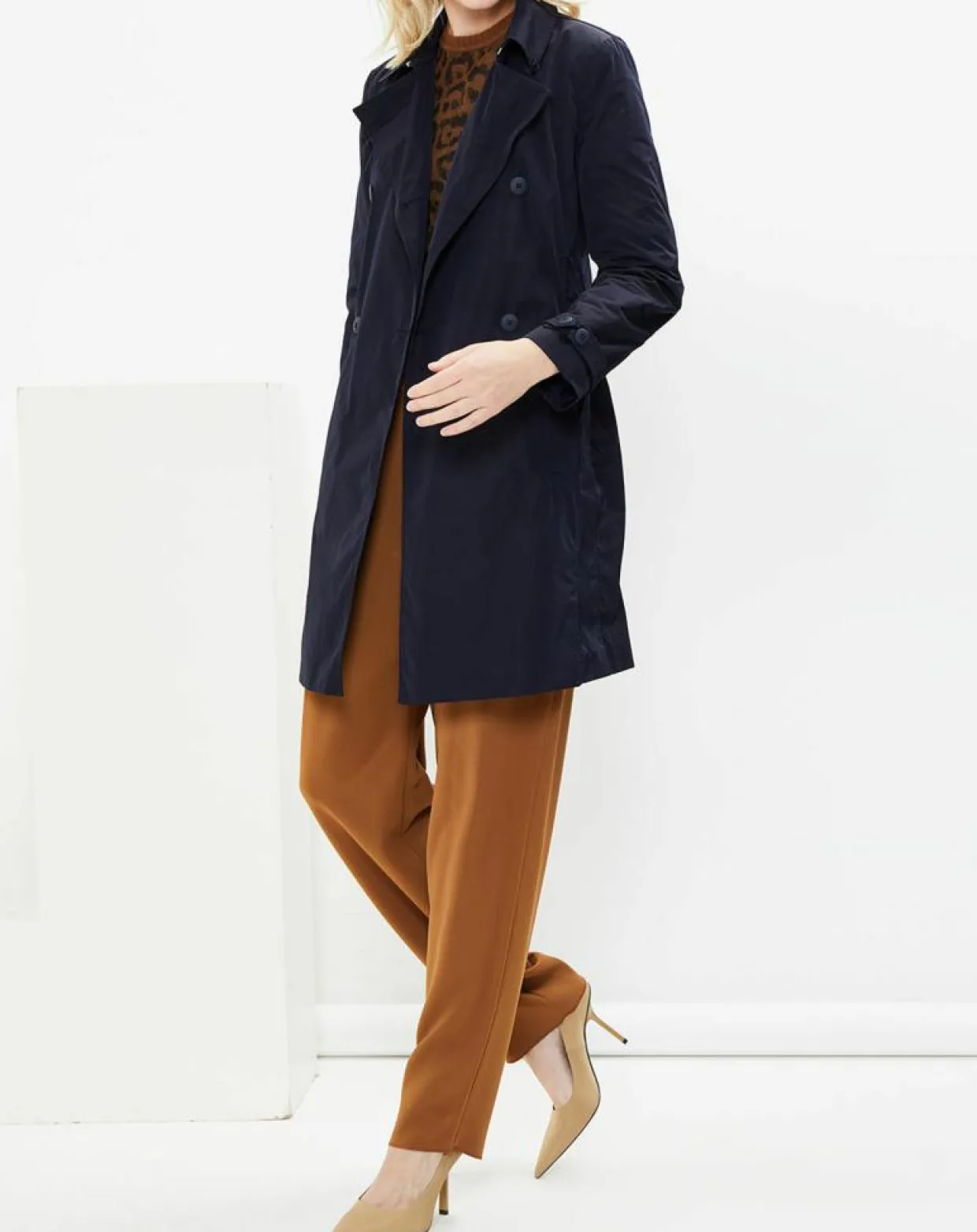 Trench Croisé Ceinture Scacco bleu marine-MaxMara Studio Sale