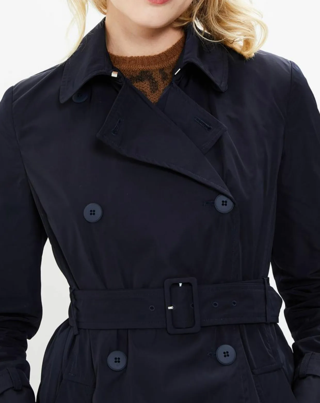 Trench Croisé Ceinture Scacco bleu marine-MaxMara Studio Sale