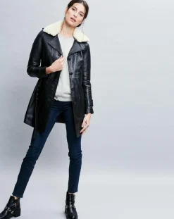 Femme Chyston Vestes, Blousons^Trench en Cuir Electra noir