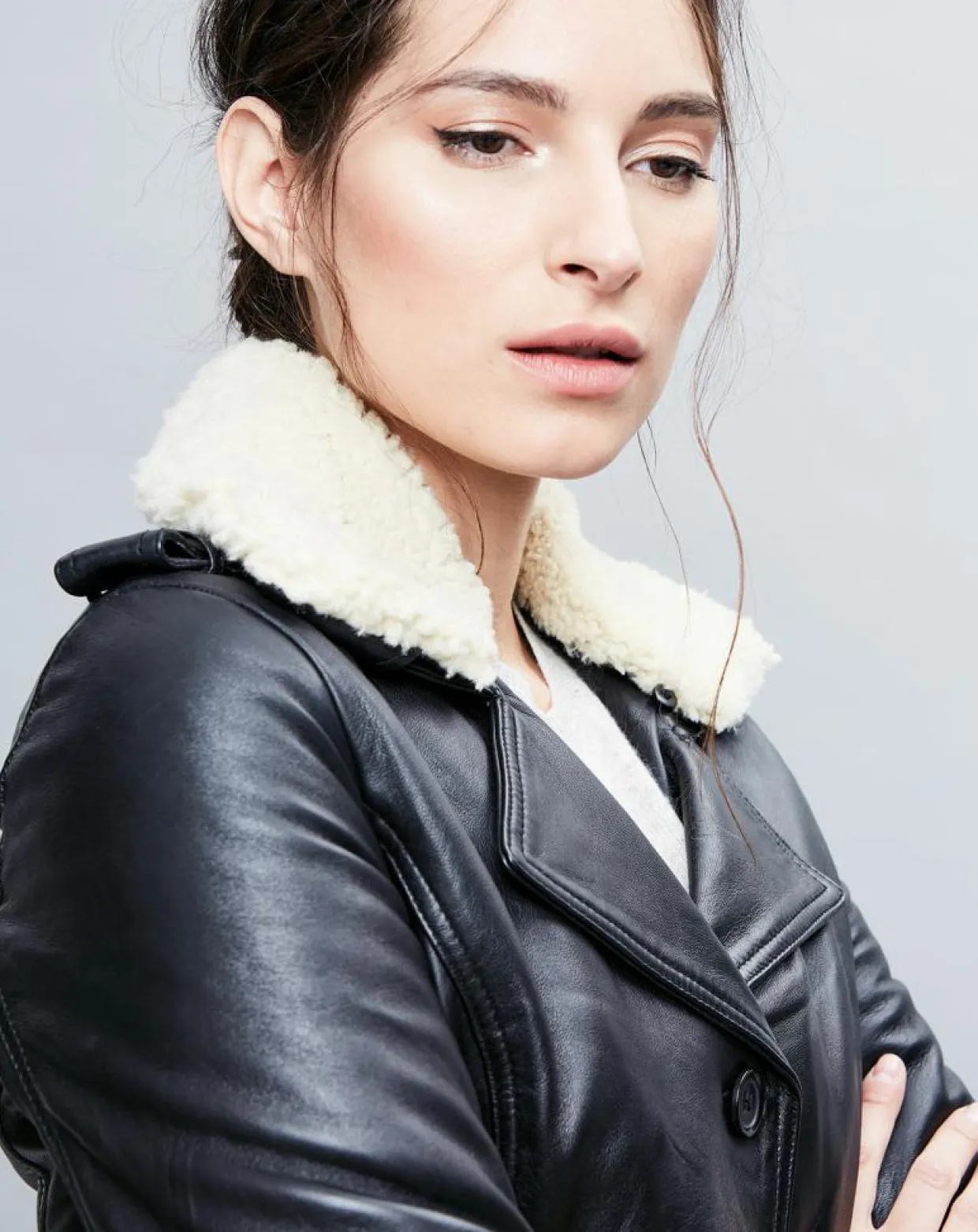 Femme Chyston Vestes, Blousons^Trench en Cuir Electra noir