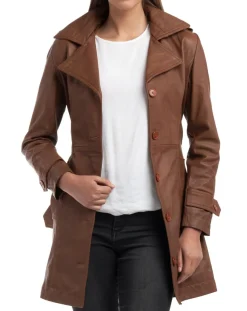 Femme Chyston Vestes, Blousons^Trench en Cuir Elsa cognac