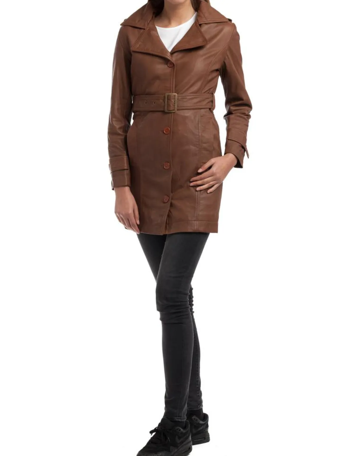 Femme Chyston Vestes, Blousons^Trench en Cuir Elsa cognac