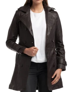 Femme Chyston Vestes, Blousons^Trench en Cuir Esmeralda marron