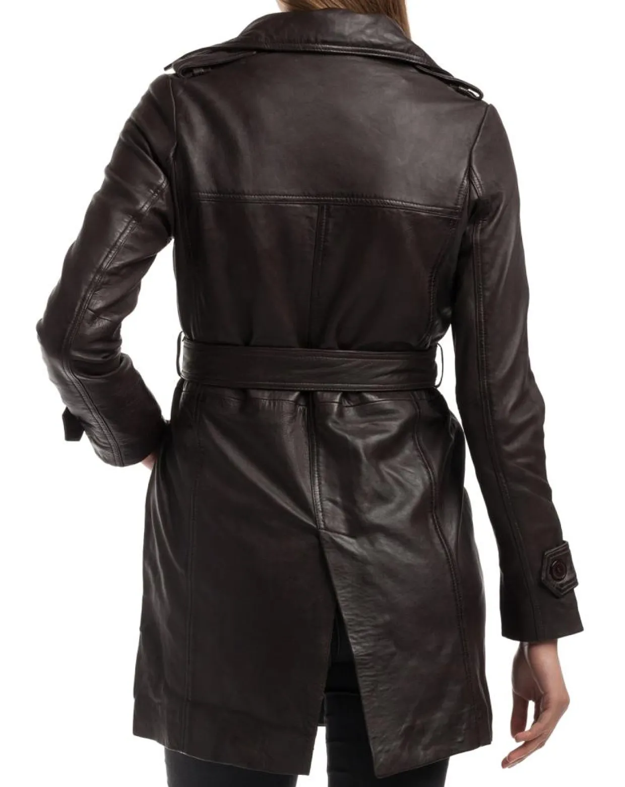 Femme Chyston Vestes, Blousons^Trench en Cuir Esmeralda marron