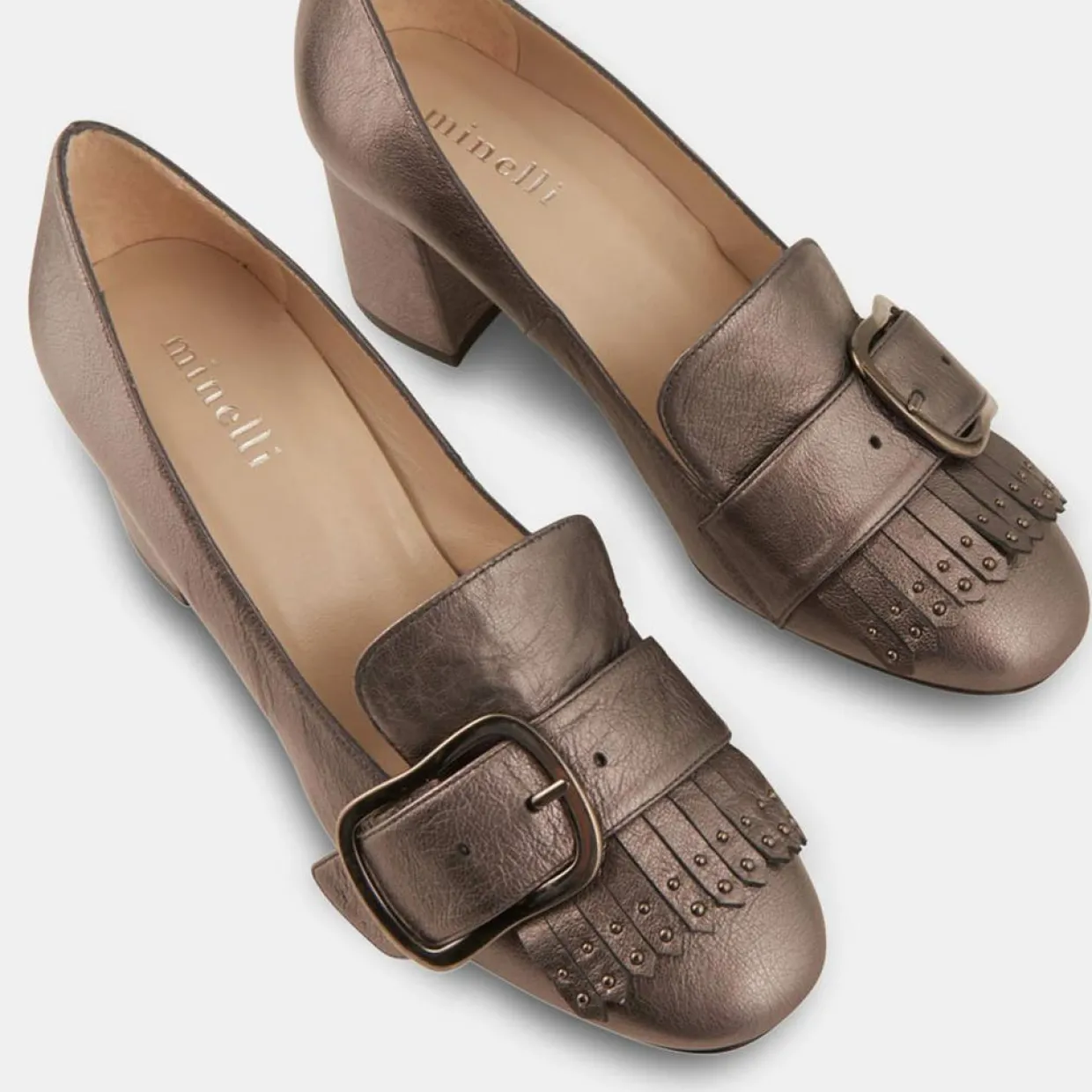 Femme Minelli Escarpins^Trotters en Cuir verni Lili étain - Talon 6 cm