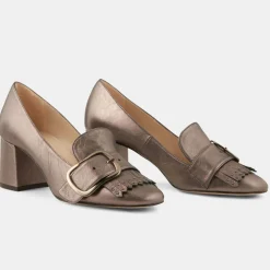 Femme Minelli Escarpins^Trotters en Cuir verni Lili étain - Talon 6 cm