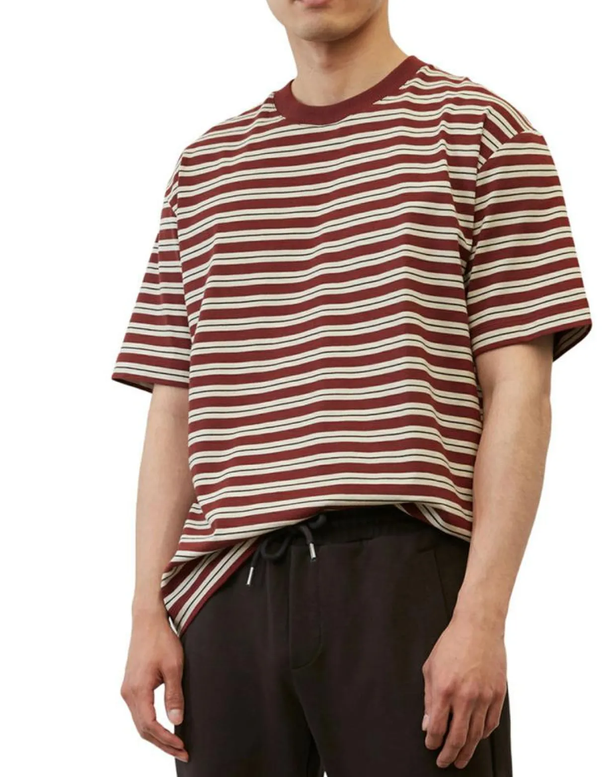 T-Shirt 100% Coton Bio col rond rayé rouge/blanc-Marc O'Polo Best