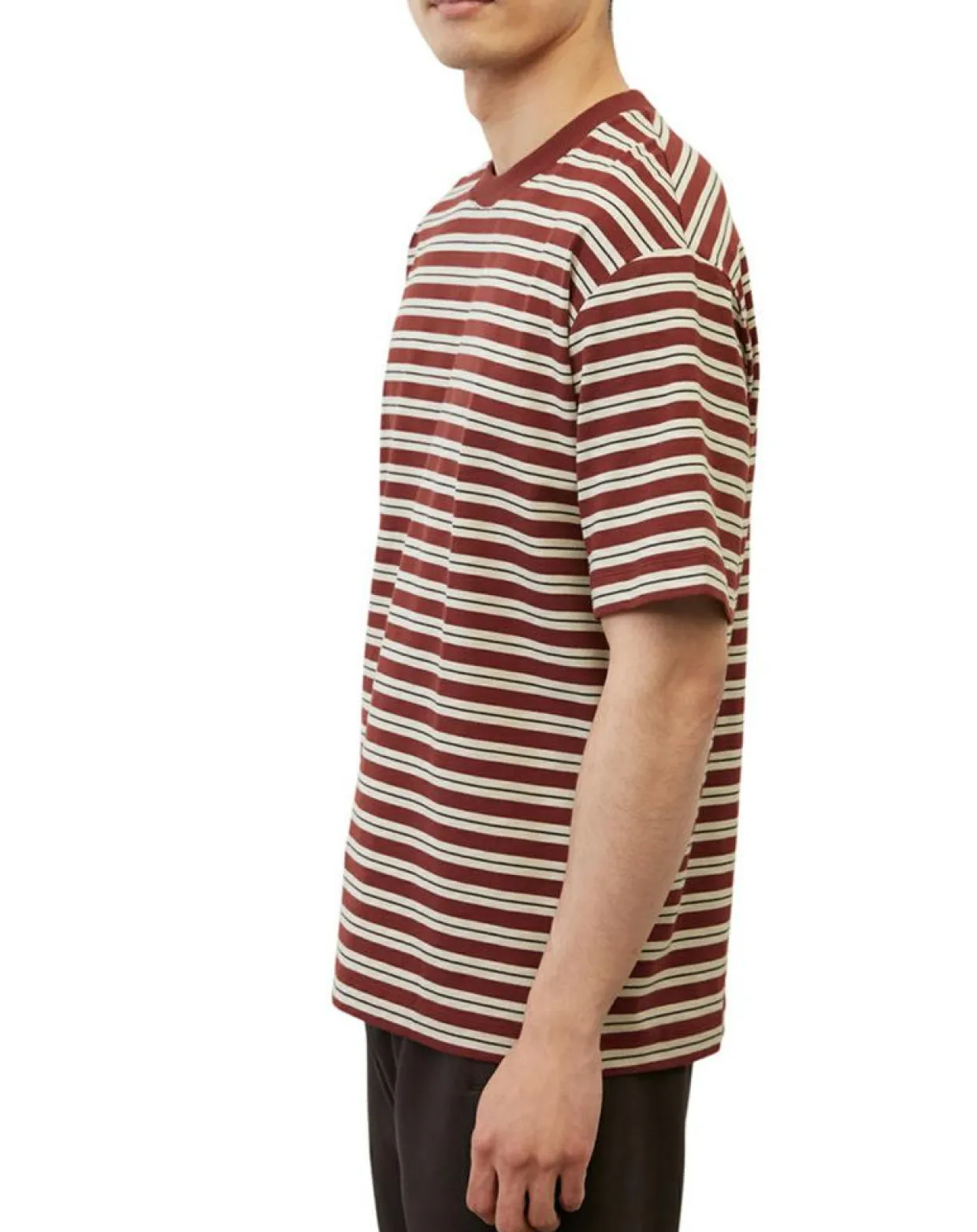 T-Shirt 100% Coton Bio col rond rayé rouge/blanc-Marc O'Polo Best