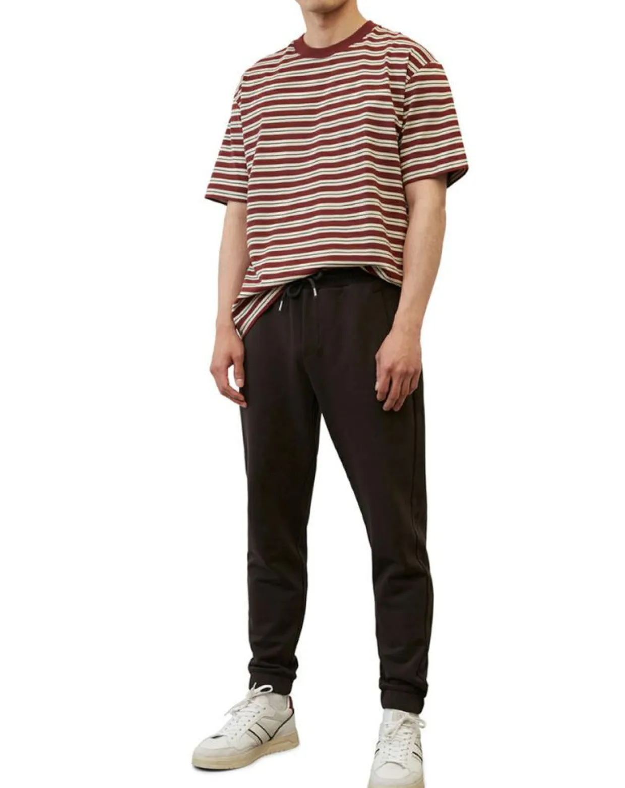 T-Shirt 100% Coton Bio col rond rayé rouge/blanc-Marc O'Polo Best
