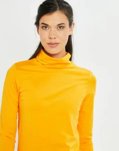 T-Shirt 100% Coton Bio col roulé jaune foncé-Marc O'Polo New