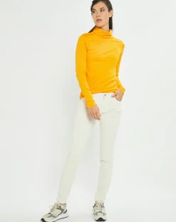 T-Shirt 100% Coton Bio col roulé jaune foncé-Marc O'Polo New