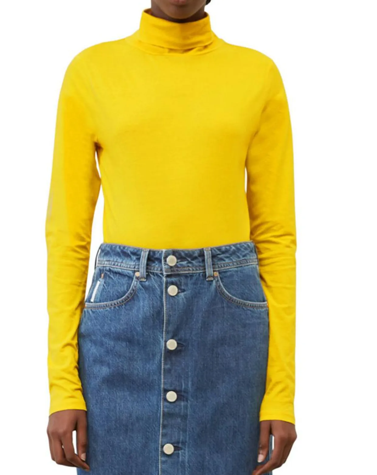 T-Shirt 100% Coton Bio col roulé jaune-Marc O'Polo Best