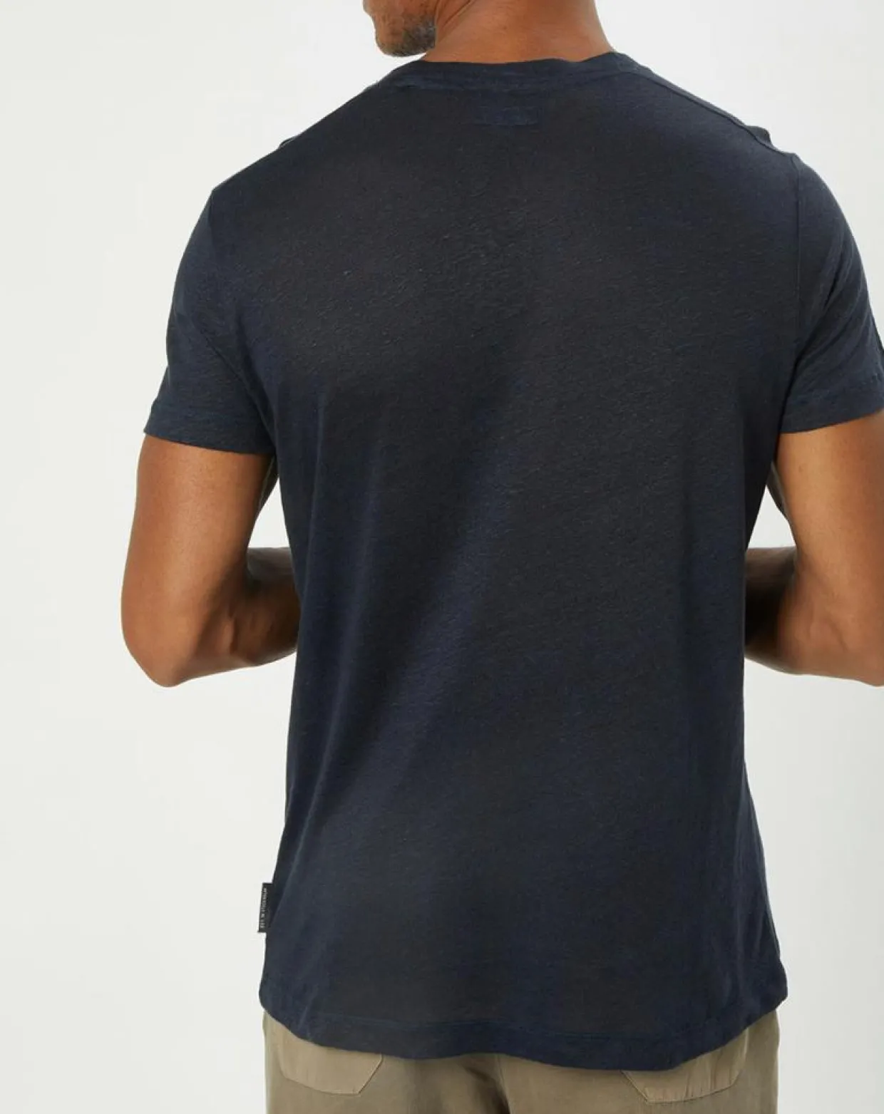 T-Shirt 100% Lin manches courtes Col Rond bleu marine-Marc O'Polo Discount