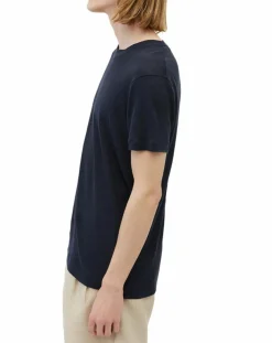 T-Shirt 100% Lin manches courtes Col Rond bleu marine-Marc O'Polo Discount