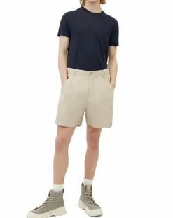 T-Shirt 100% Lin manches courtes Col Rond bleu marine-Marc O'Polo Discount