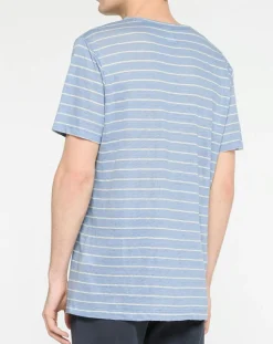 T-Shirt 100% Lin Marinière bleu clair-Hackett London